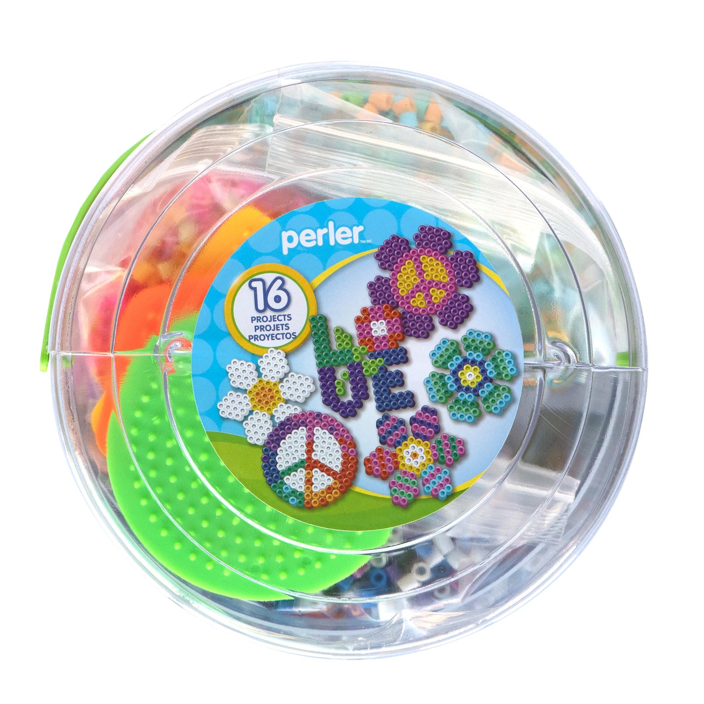 Perler 80-42988 Daisy Love Big Bucket Fused Bead Activity Kit with 16 Unique Patterns, Multicolor, 8505 Pieces
