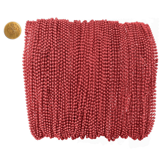 Mardi Gras Beads 33 inch 7mm, 12 Dozen, 144 Necklaces with Doubloon- Bulk Party Favors