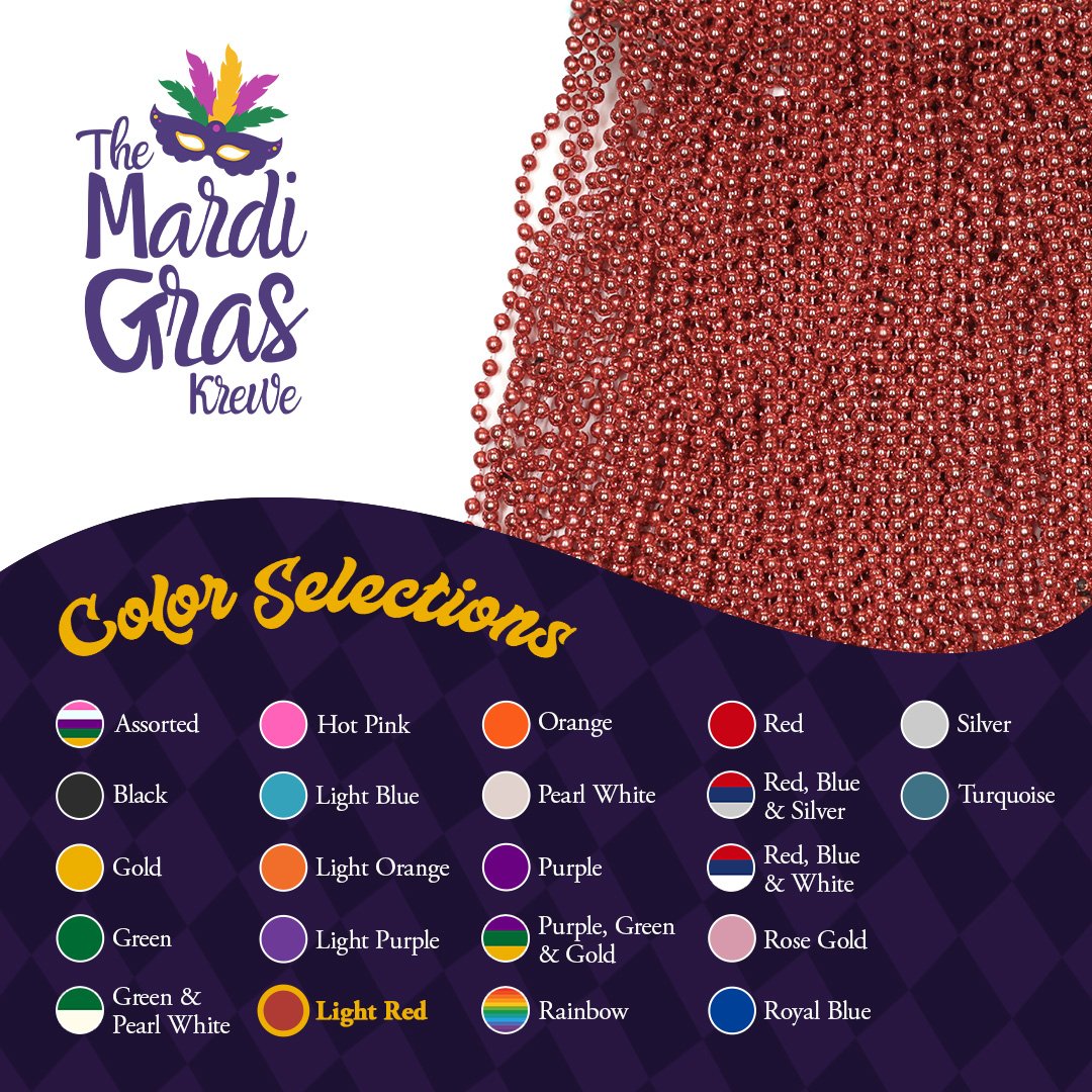 Mardi Gras Beads 33 inch 7mm, 12 Dozen, 144 Necklaces with Doubloon- Bulk Party Favors