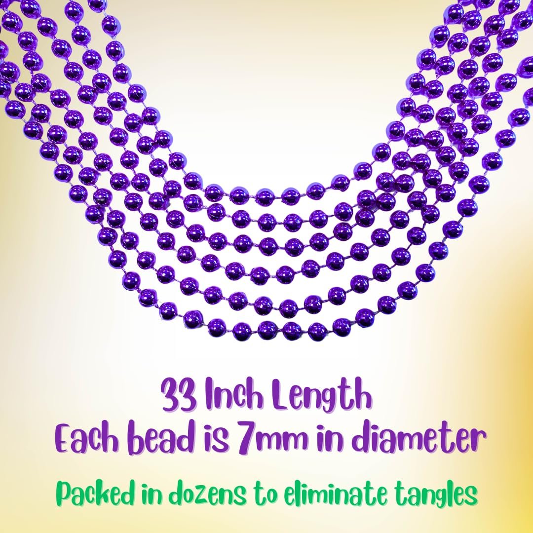 Mardi Gras Beads 33 inch 7mm, 6 Dozen, 72 Necklaces