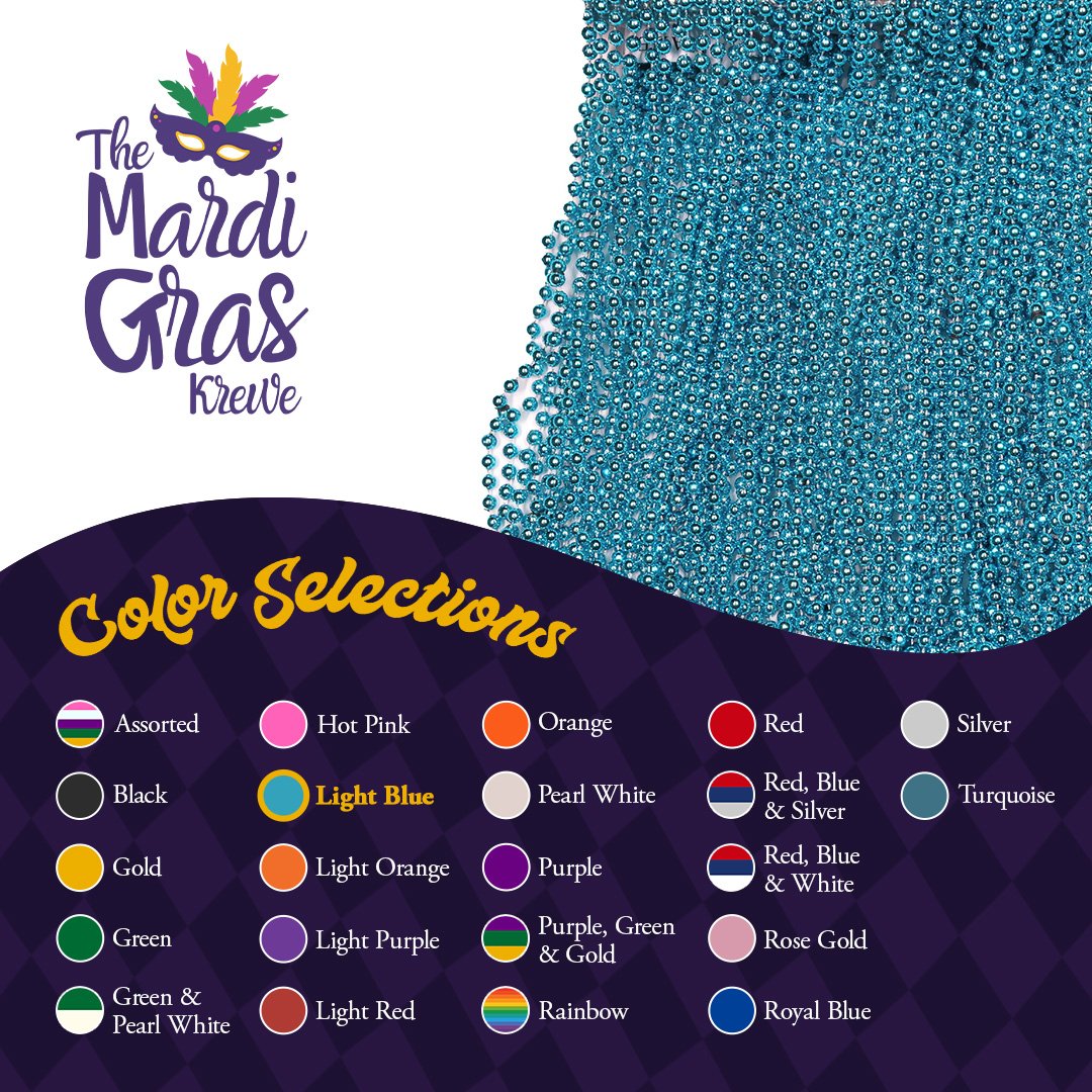 Mardi Gras Beads 33 inch 7mm, 12 Dozen, 144 Necklaces with Doubloon- Bulk Party Favors