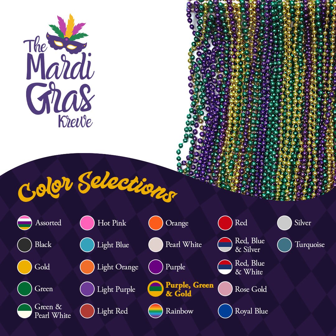 Mardi Gras Beads 33 inch 7mm, 6 Dozen, 72 Necklaces