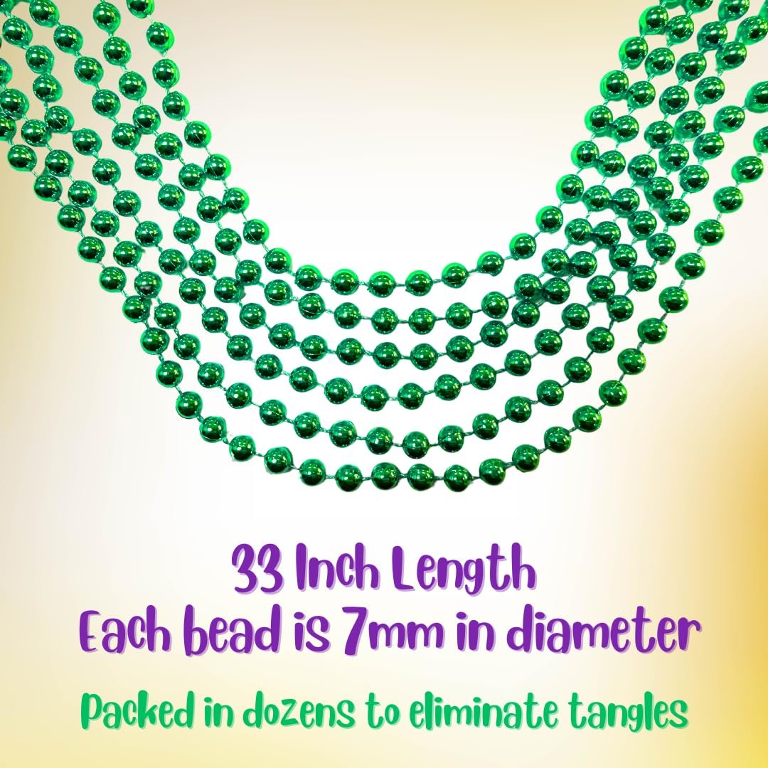 Mardi Gras Beads 33 inch 7mm, 6 Dozen, 72 Necklaces