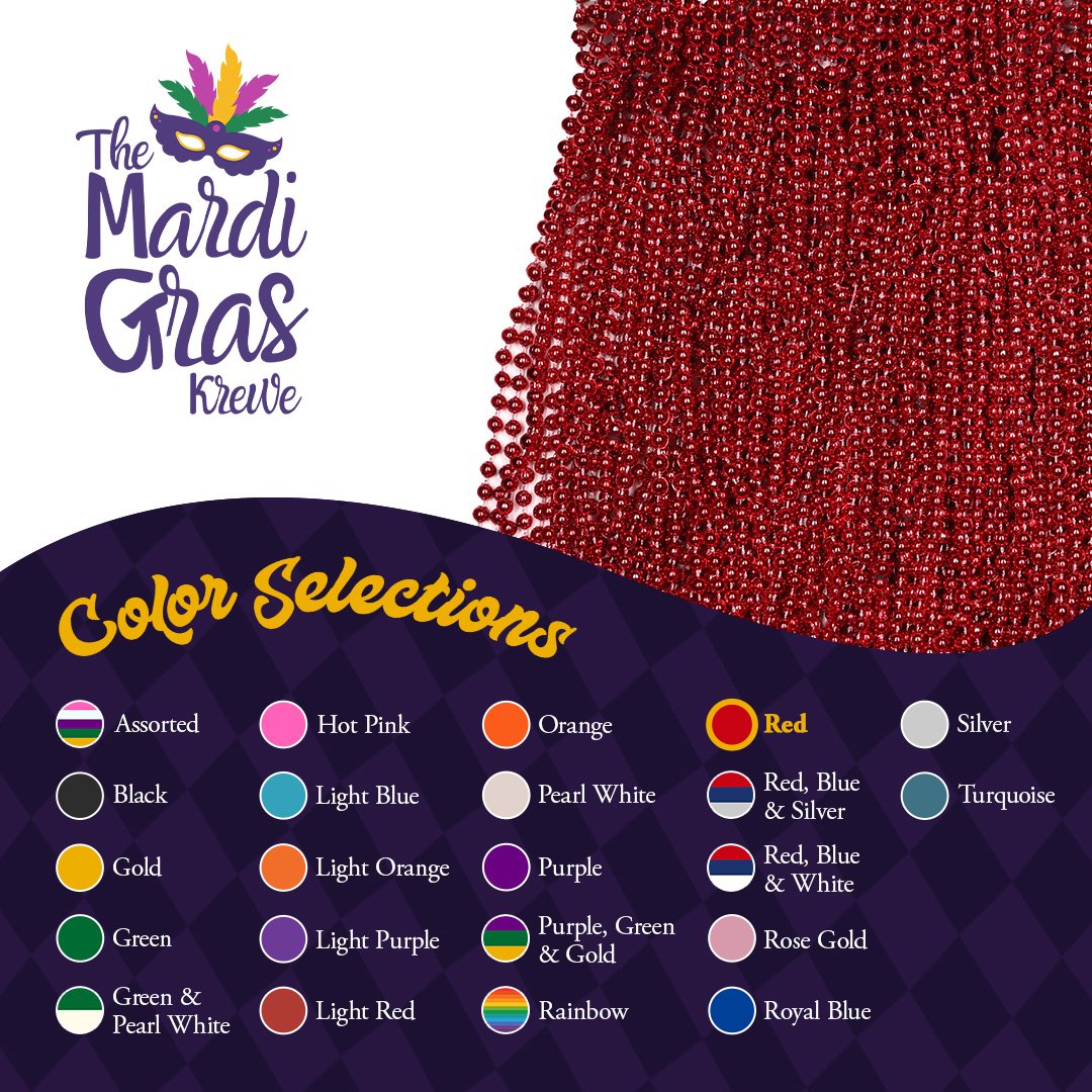 Mardi Gras Beads 33 inch 7mm, 12 Dozen, 144 Necklaces with Doubloon- Bulk Party Favors