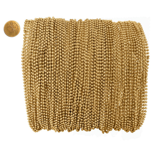 Mardi Gras Beads 33 inch 7mm, 12 Dozen, 144 Necklaces with Doubloon- Bulk Party Favors