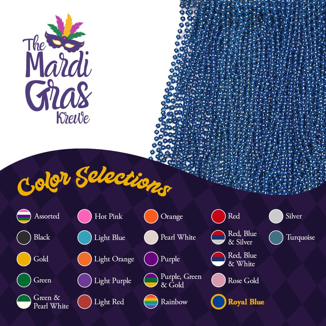Mardi Gras Beads 33 inch 7mm, 12 Dozen, 144 Necklaces with Doubloon- Bulk Party Favors