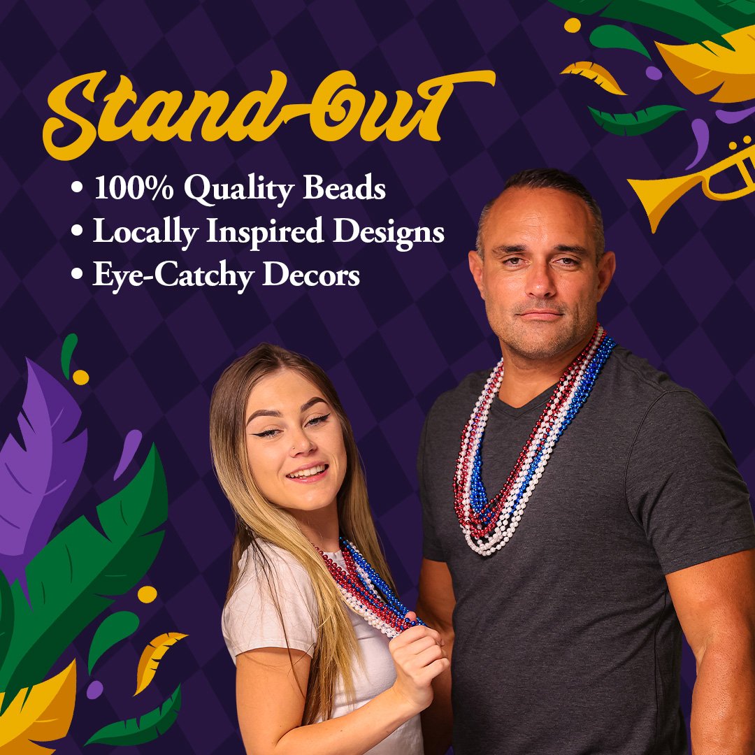 THE MARDI GRAS KREWE Green Mardi Gras Beads - 33 Inch, 120 Pieces