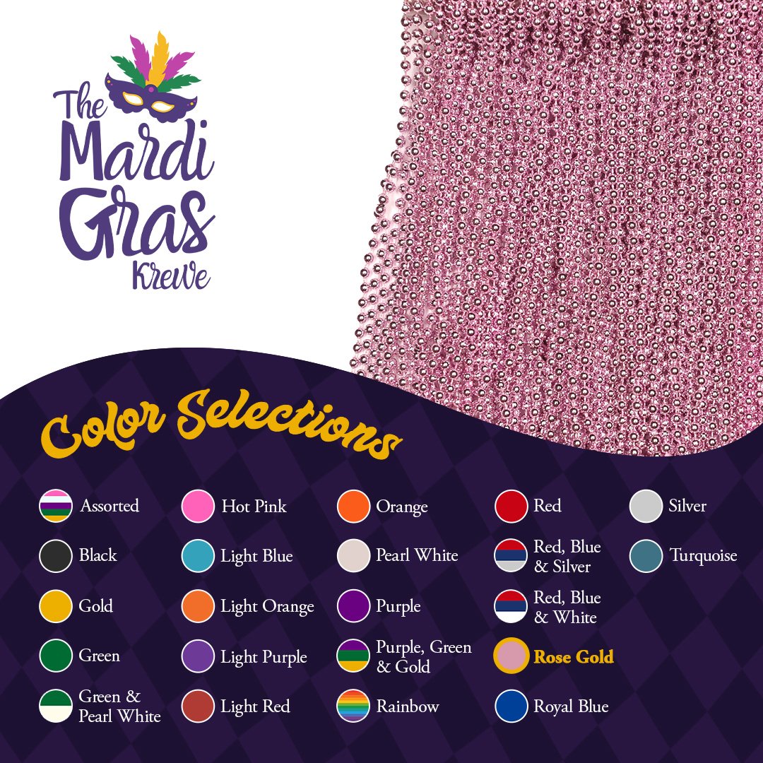 Mardi Gras Beads 33 inch 7mm, 12 Dozen, 144 Necklaces with Doubloon- Bulk Party Favors