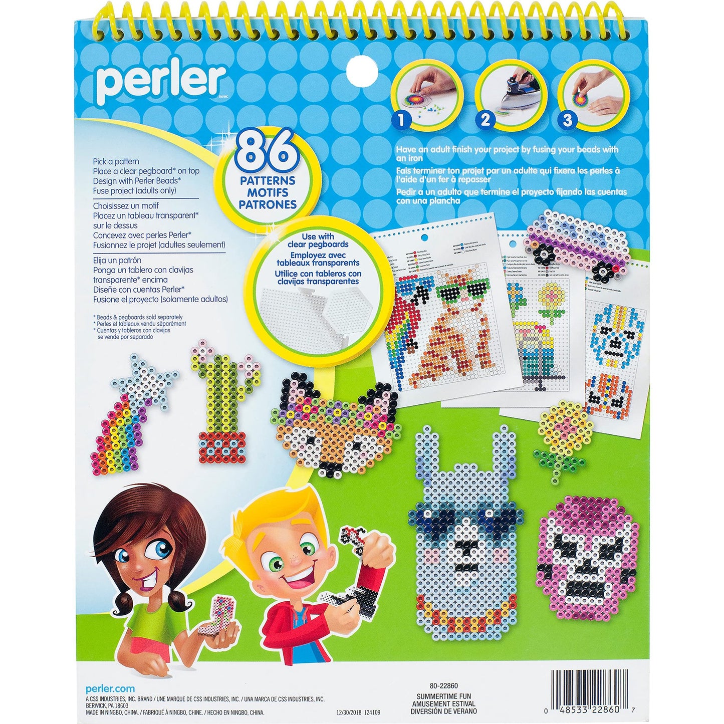 Perler Instruction Pad for Fuse Beads, 86 Patterns, Summertime Fun Piece, Small
