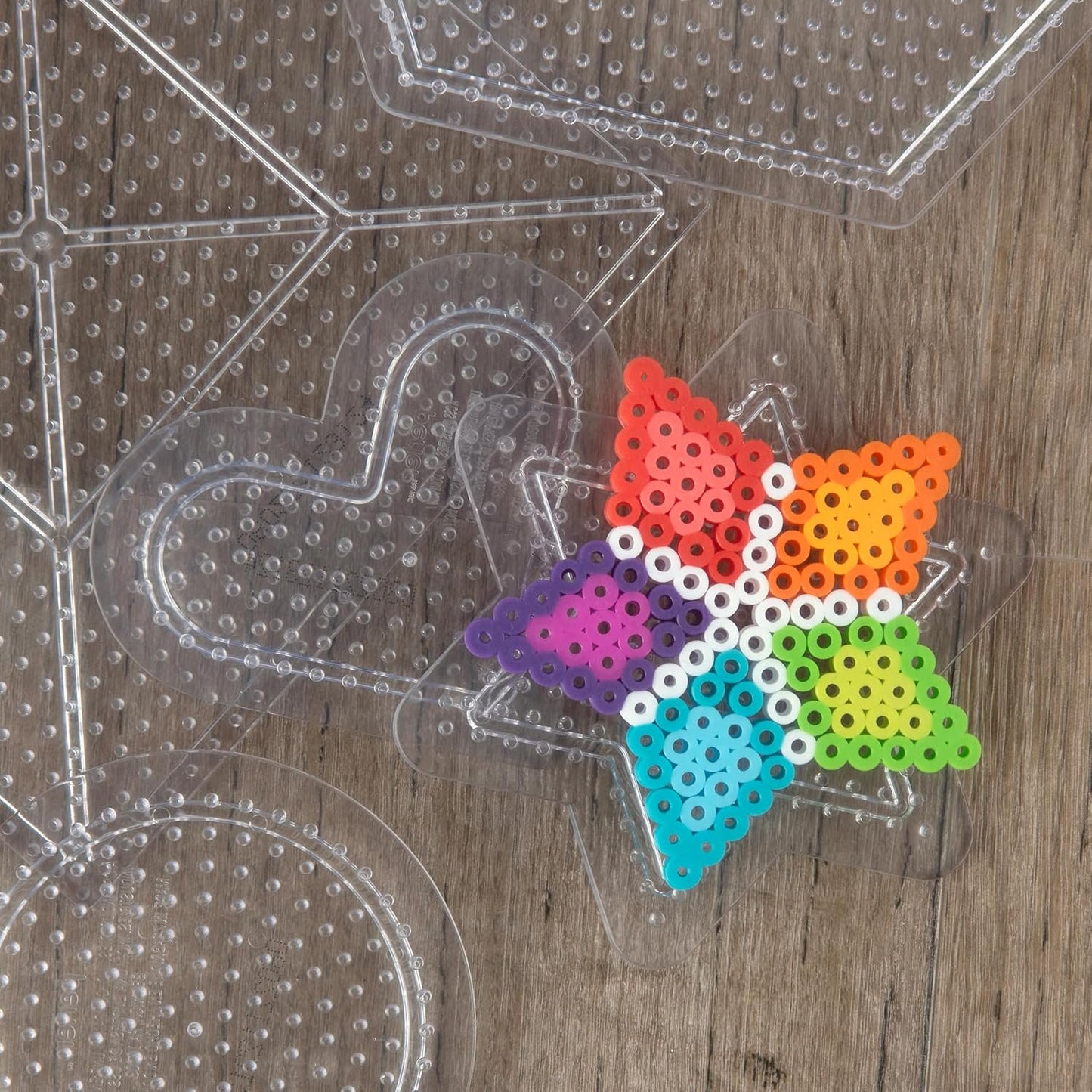 Perler Assorted Clear Plastic Pegboards for Fuse Bead Kids Crafts, 5 Shapes with Reusable Ironing Paper, 6 Piece Set