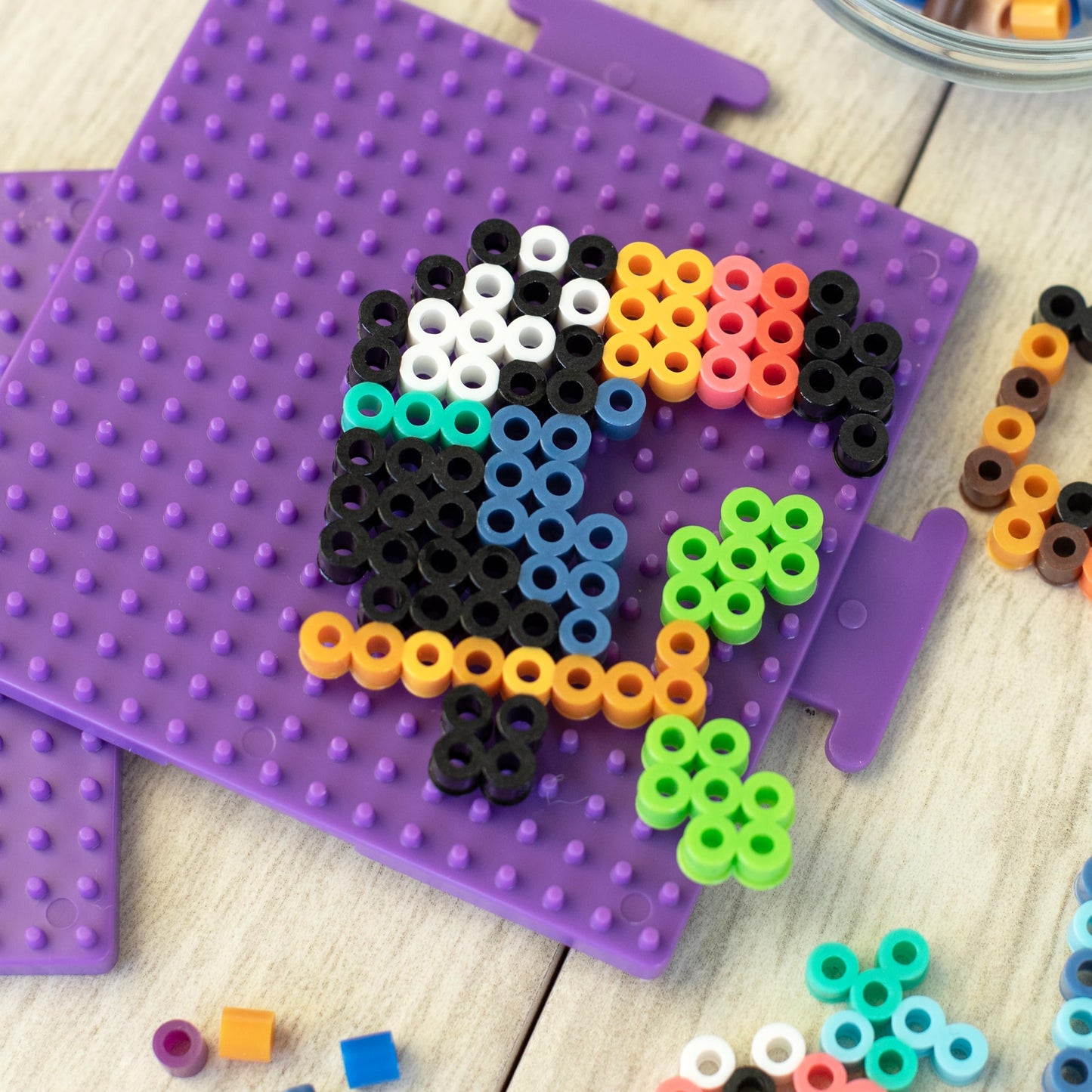 Perler 80-42993 Day at The Zoo Fused Bead Activity Bucket with Pegboards and Patterns, Multicolor, 8504 Pieces