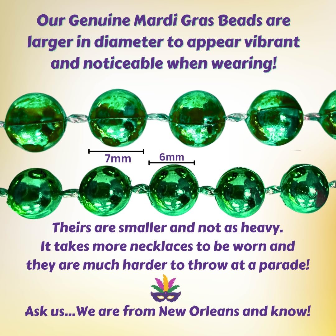 Mardi Gras Beads 33 inch 7mm, 6 Dozen, 72 Necklaces