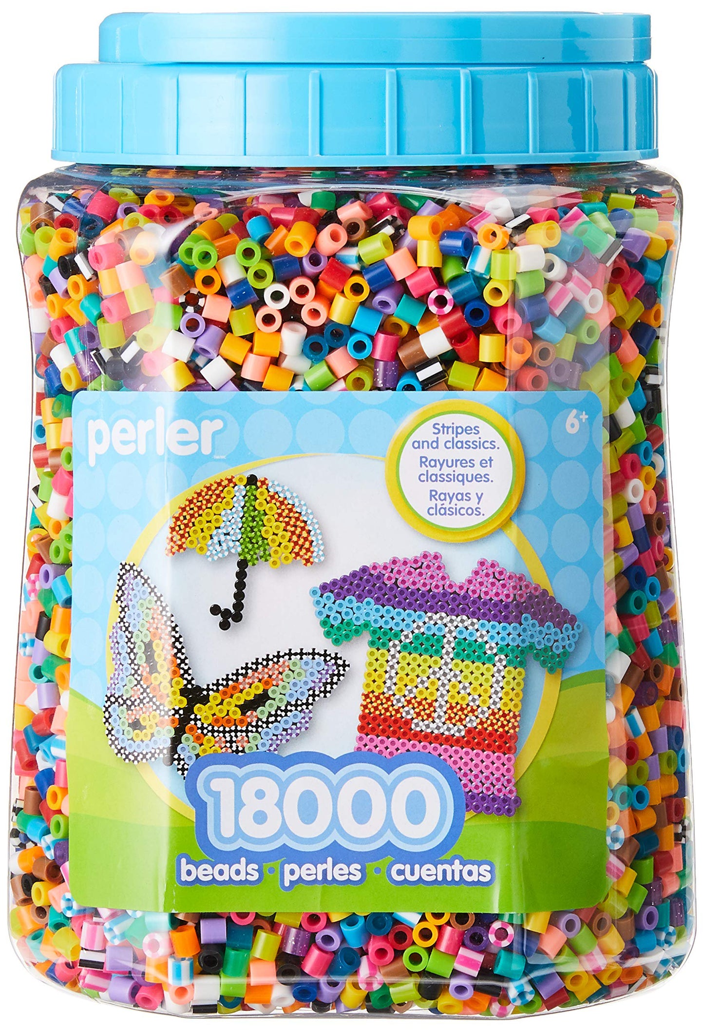 Perler Fun Fusion Bead Jar - 18,000 Multicolor Fuse Beads Bulk Set with Storage