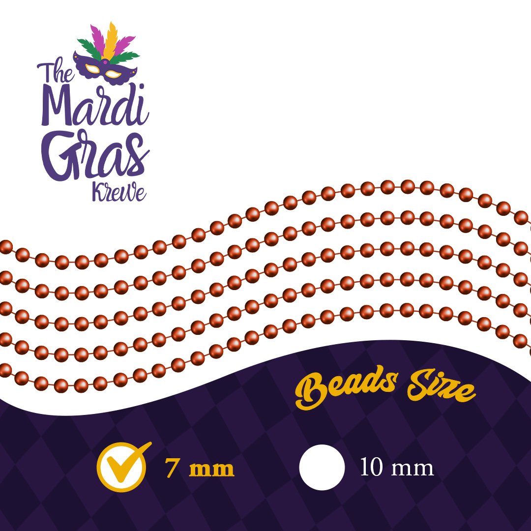 Mardi Gras Beads 33 inch 7mm, 6 Dozen, 72 Necklaces