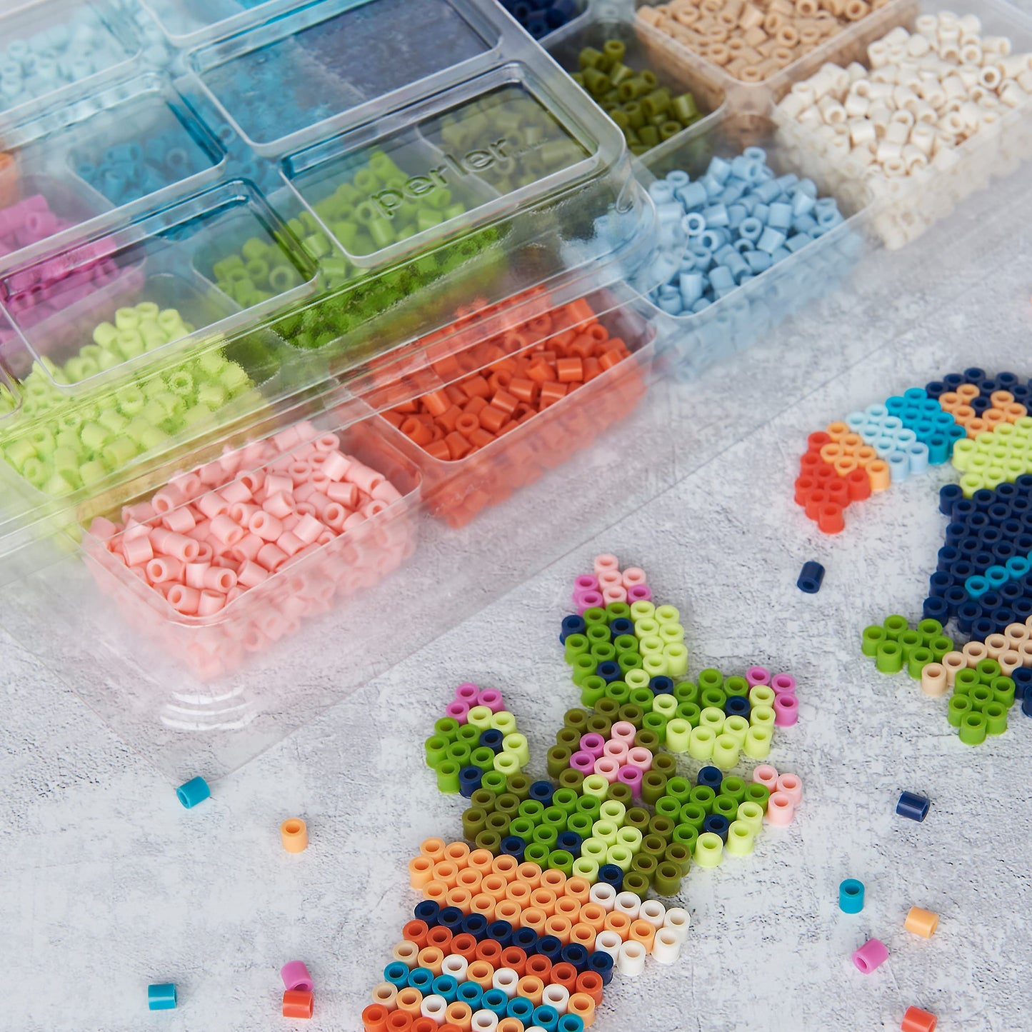 Perler Tropical Colors Fuse Bead Tray - 4000 Beads in 16 Colors with Organizer Compartments