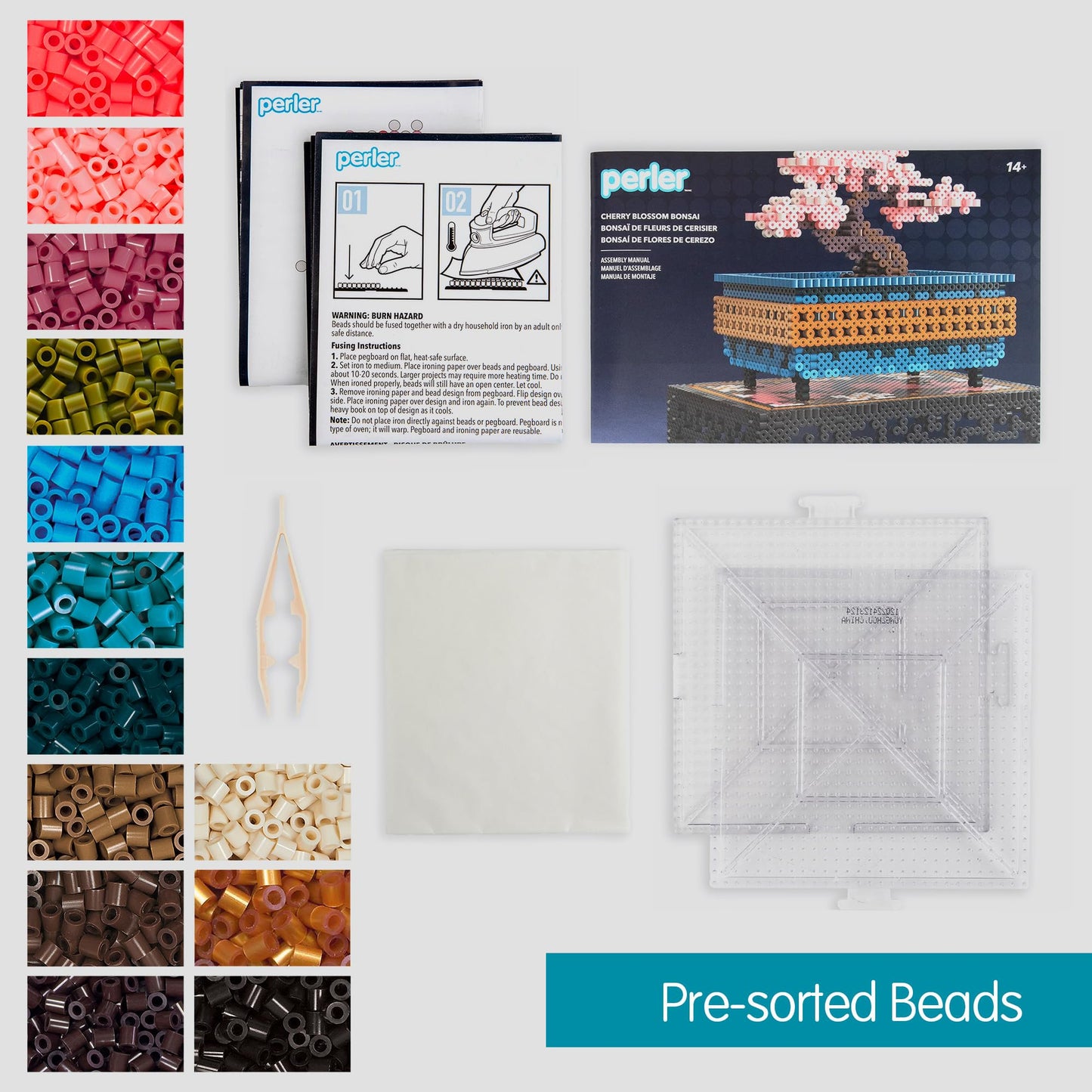 Perler 80-57232 Cherry Blossom Bonsai 3D Fused Bead Craft Activity Kit, Multicolor, 8007 Pieces
