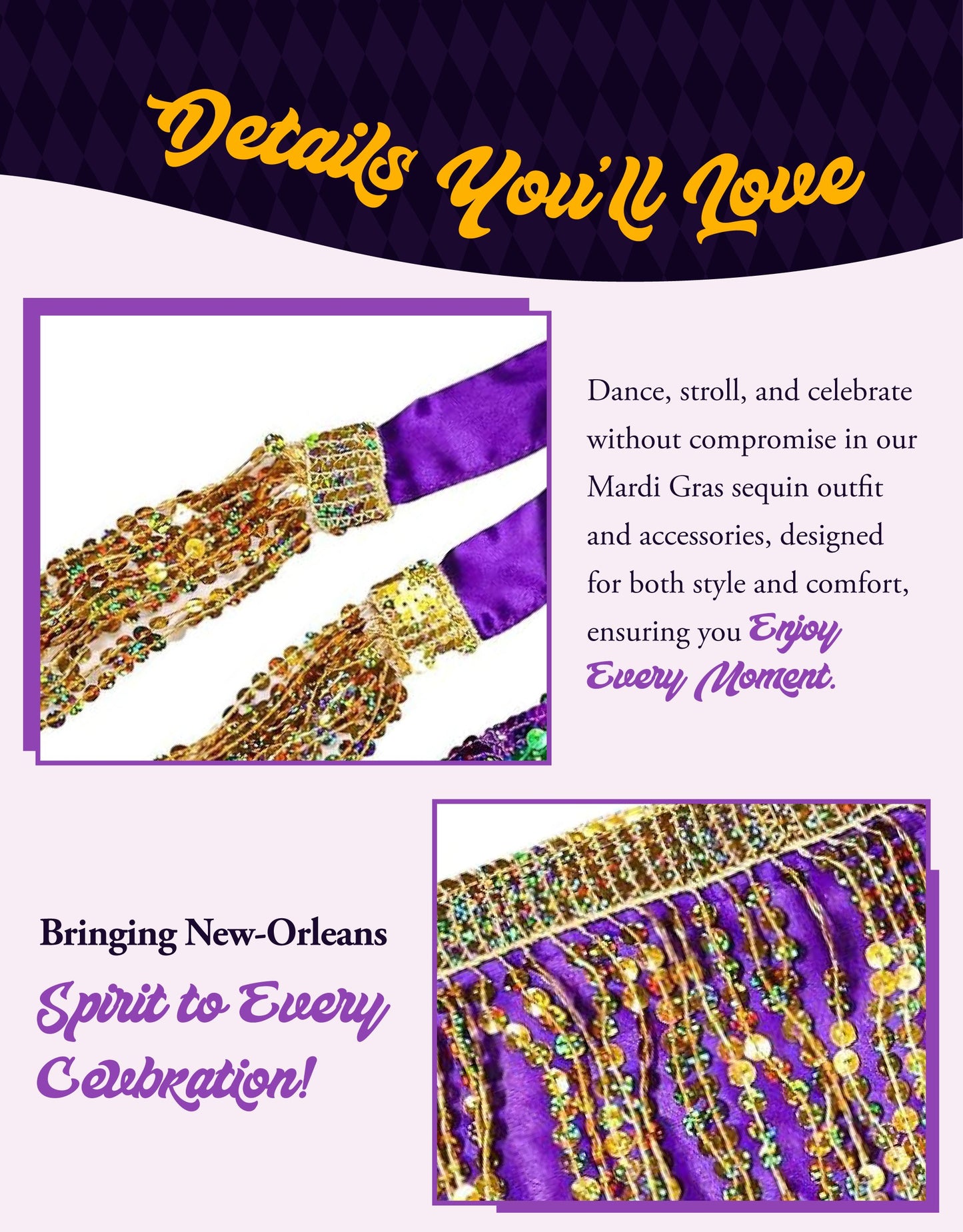 Mardi Gras Outfit for Women Sequin Skirt, Purple Green & Gold Sequin Skirt