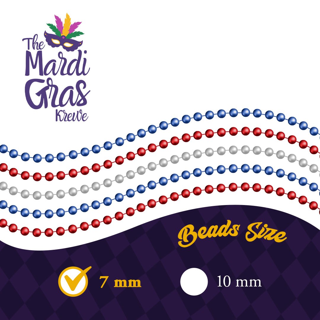 Mardi Gras Beads 33 inch 7mm, 12 Dozen, 144 Necklaces with Doubloon- Bulk Party Favors