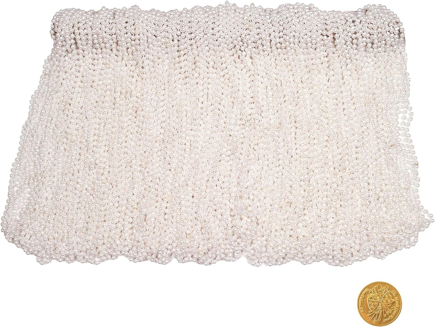 Mardi Gras Beads 33 inch 7mm, 12 Dozen, 144 Necklaces with Doubloon- Bulk Party Favors