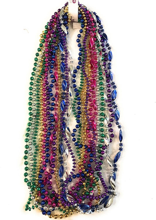 Mardi Gras Beads Necklaces -12 Assorted Styles and Colors for Party Favors
