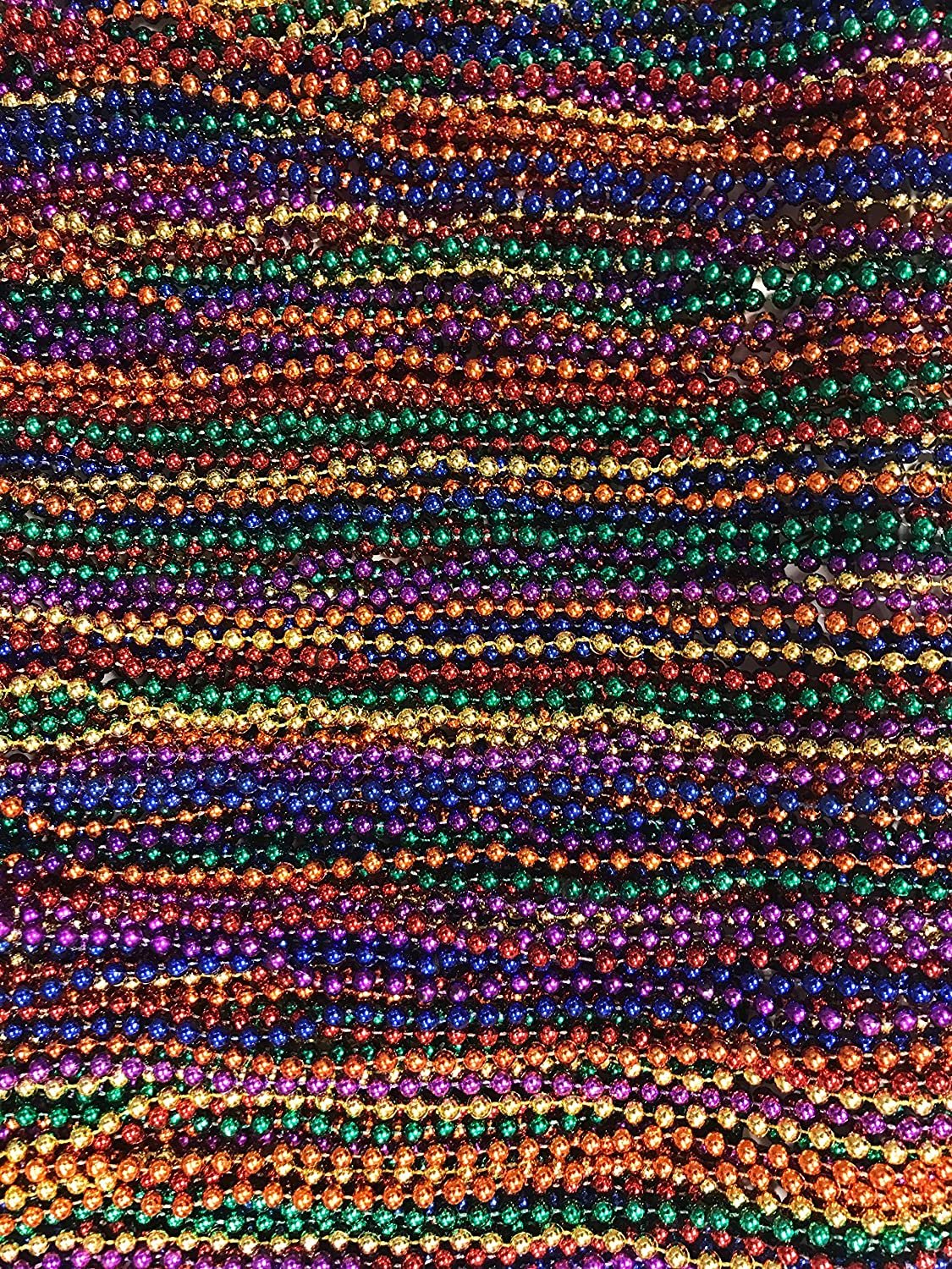 Mardi Gras Beads 33 inch 7mm, 12 Dozen, 144 Necklaces with Doubloon- Bulk Party Favors
